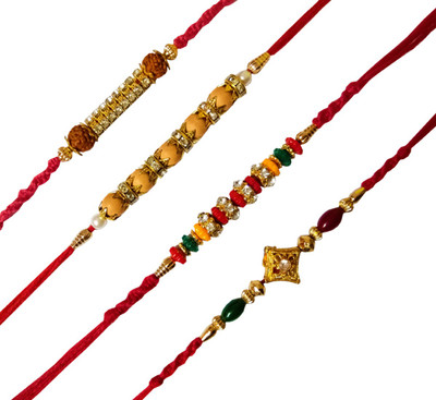 Dms Retail Bracelet FKRakhiscMIX4-0025 NA Rakhi  Set(4 Rakhi With Roli Chawal)