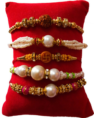 Dms Retail Bracelet FKRakhiscMIX-0017 NA Rakhi  Set(5 Rakhi With Roli Chawal)
