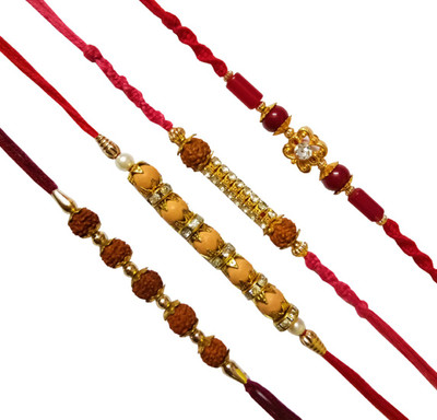 Dms Retail Rudraksh FKRakhiscMIX4-0019 NA Rakhi  Set(4 Rakhi With Roli Chawal)
