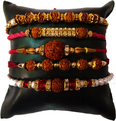 Dms Retail Rudraksh FKRakhiscmix-07 NA Rakhi  Set(5 Rakhi With Roli Chawal)