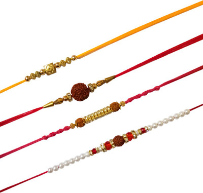 Dms Retail Rudraksh FKRakhiscMIX4-0013 NA Rakhi  Set(4 Rakhi With Roli Chawal)