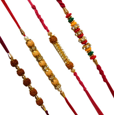 Dms Retail Rudraksh FKRakhiscMIX4-0022 NA Rakhi  Set(4 Rakhi)