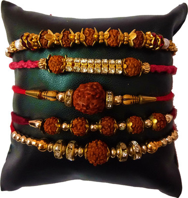 Dms Retail Rudraksh FKRakhiscMIX-005 NA Rakhi  Set(5 Rakhi With Roli Chawal)