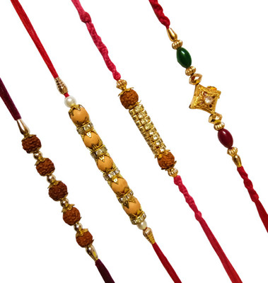 Dms Retail Rudraksh FKRakhiscMIX4-0023 NA Rakhi  Set(4 Rakhi With Roli Chawal)