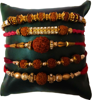 Dms Retail Rudraksh FKRakhiscMIX-006 NA Rakhi  Set(5 Rakhi With Roli Chawal)