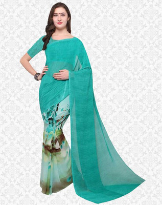 Divastri Printed, Solid/Plain Bollywood Georgette Saree(Light Blue)