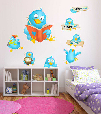 Wallzone 80 cm Twitter Bird Removable Sticker(Pack of 1)