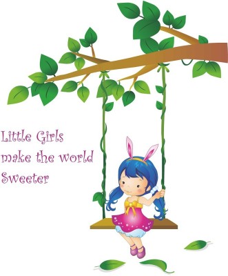 Wallzone 80 cm Little Girl Removable Sticker(Pack of 1)