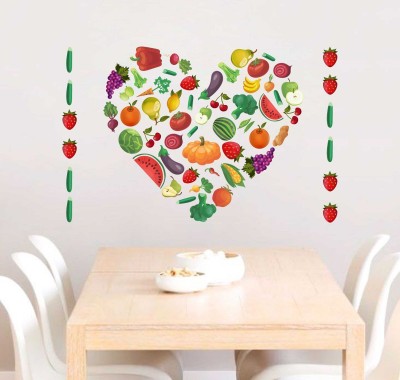 Wallzone 70 cm Vegtables & Fruits Removable Sticker(Pack of 1)