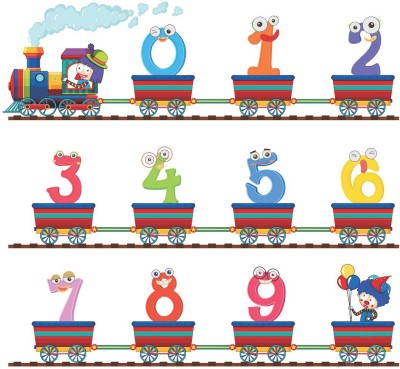 Wallzone 50 cm Colorfull Numbers Train Removable Sticker(Pack of 1)