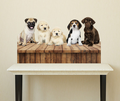 Littlebuds 60 cm Cute Puppies Removable Sticker(Pack of 1)
