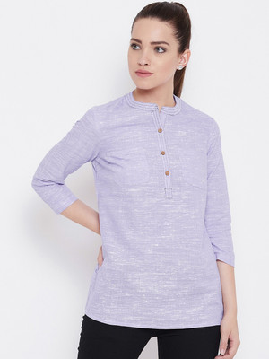 Avyanna Casual Regular Sleeve Solid Women Purple Top