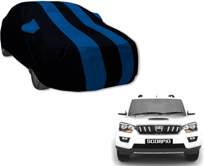 Auto Hub Car Cover For Mahindra Scorpio (With Mirror Pockets)(Black, Blue)