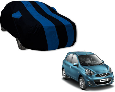 Auto Hub Car Cover For Nissan Micra (With Mirror Pockets)(Black, Blue)
