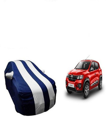 Frap Car Cover For Renault Kwid (With Mirror Pockets)(White, Blue)