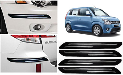 Auto Kite Plastic, Silver Plated Car Bumper Guard(Black, Silver, Pack of 4 Pcs Cas Bumper Protector, Maruti, WagonR)