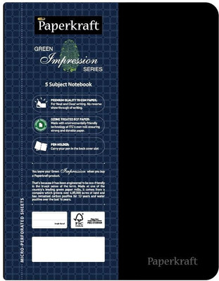 Paperkraft Green Impression Series B5 Notebook Single Line 300 Pages(Black, Blue, White)