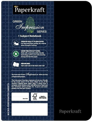 Paperkraft Green Impression Series A5 Notebook Single Line 160 Pages(Black, Blue, White)