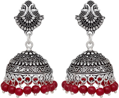 V L INTERNATIONAL Oxidised Silver Alloy Jhumki Earring