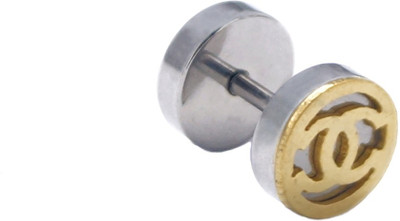 One Personal Care Gold Glossy Finish Dumbbell Shape Stainless Steel Stud Earring