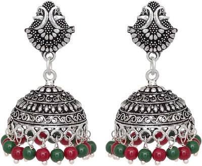 V L IMPEX Grams Lovely Peacock oxidised Silver Plated Jewellery For Brass Jhumki Earring