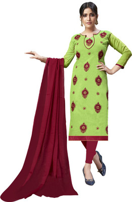 manvaa Chanderi Embroidered Salwar Suit Material