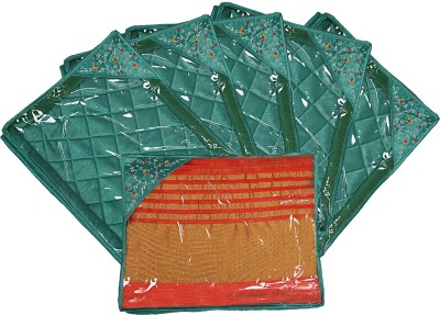 KUBER INDUSTRIES Embroidry Design Silk 6 Pieces Single Packing Saree Cover (Green) -CTLTC10607 CTLTC010607(Green)