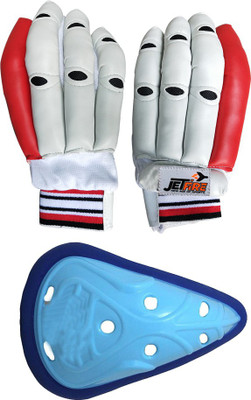 JetFire IBEX Basic Batting Gloves Combo With Blue Abdominal Guard Cricket Kit