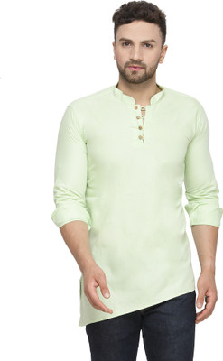 ABH Lifestyle Men Solid Asymmetric Kurta(Green)