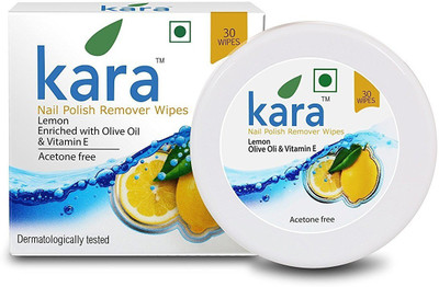 KARA Nail Polish Remover With Vitamin Removes Nail Polish, Lemon (30 Pulls) x ( Pack Of 2 )(50 g)