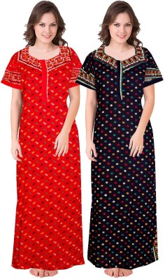 SILVER ORGANISATION Women Nighty(Red, Blue)