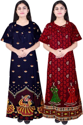 JWF Women Nighty(Blue, Maroon)