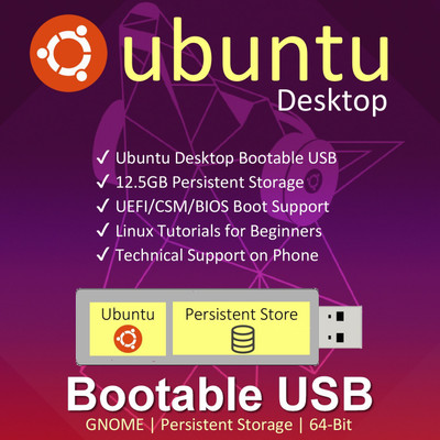 OSGuru UBNDTP1810 Ubuntu Desktop 19.04 - Live/Install/Upgrade/Repair 16GB Bootable USB Pen Drive with Persistent Storage 64-Bit