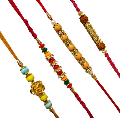 Dms Retail Rudraksh FKRakhiscMIX4-0027 NA Rakhi  Set(4 Rakhi)