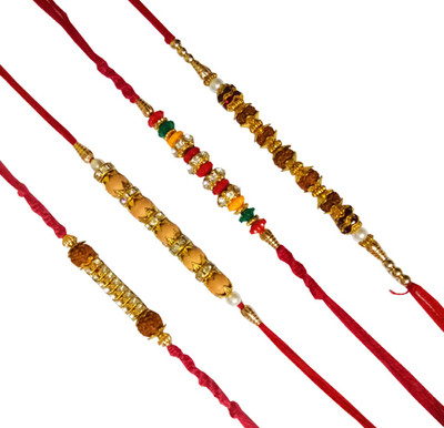 Dms Retail Rudraksh FKRakhiscMIX4-025 NA Rakhi  Set(4 Rakhi With Roli Chawal)