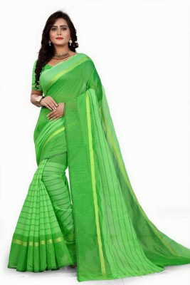 wsbinpl Embellished Chanderi Cotton Silk Saree(Green)