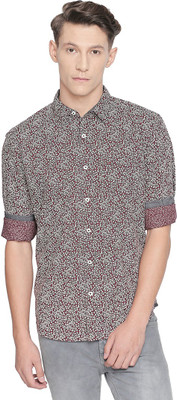 BASICS Men Printed Casual Maroon Shirt