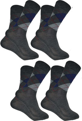 QUEERY Men Solid Mid-Calf/Crew(Pack of 4)