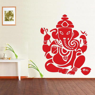 marvellous 68 cm m-redbhagwanganeshji Self Adhesive Sticker(Pack of 1)