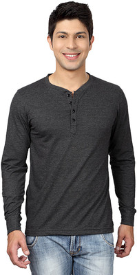 Top Notch Solid Men Henley Grey T-Shirt