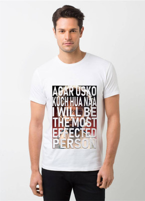 HamsaMART Graphic Print Men Round Neck White T-Shirt