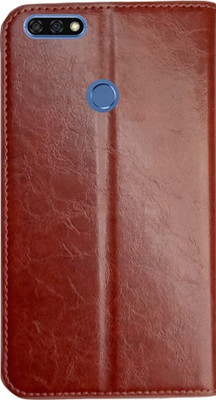 MYSHANZ Wallet Case Cover for Honor 7C, Honor 7C flip cover, Honor 7C Desginer Flip cover, Honor 7C mobile flip cover(Brown)