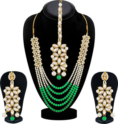 Sukkhi Alloy Gold-plated Green, Gold Jewellery Set(Pack of 1)