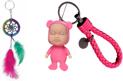 BORING Combo Dream Catcher & sleeping Baby doll keychain Key Chain