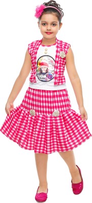 FTC FASHIONS Girls Midi/Knee Length Casual Dress(Pink, Sleeveless)