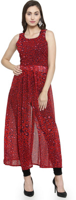 Enchanted Drapes Women Printed A-line Kurta(Red)