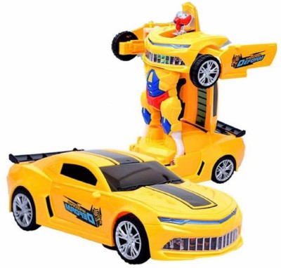 Zyamalox Robot Deform Auto Function Speed Car with 3D Special Light(Yellow)