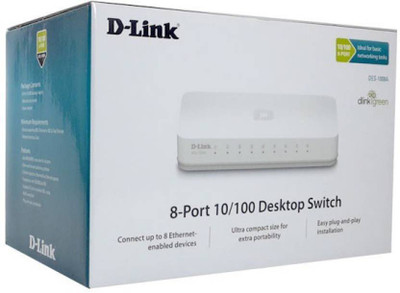 D-Link 8-PORT 10/100 Mbps Desktop Switch 8 Ports 100 Mbps Network Switch(White)