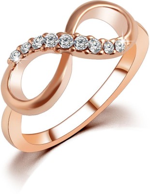 Oomph 18K Rose Gold Plated Zirconia Knot Engagement Fashion Brass, Metal Cubic Zirconia, Crystal, Zircon Gold Plated Ring