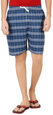 CHECKERSBAY Checkered Men Blue Basic Shorts